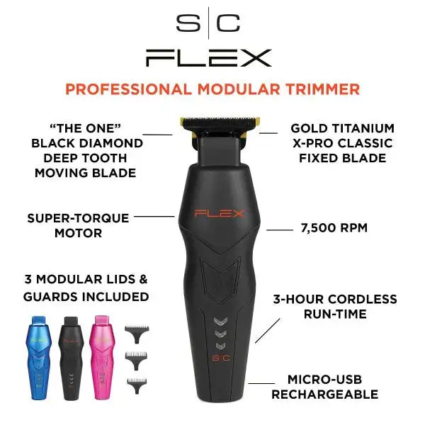 STYLECRAFT FLEX - PROFESSIONAL MODULAR SUPER-TORQUE MOTOR CORDLESS HAIR TRIMMER