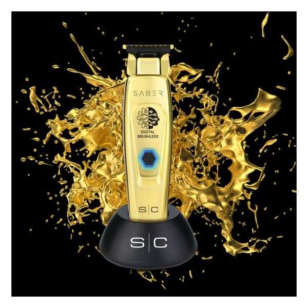 STYLECRAFT SABER - PROFESSIONAL FULL METAL BODY DIGITAL BRUSHLESS MOTOR CORDLESS HAIR TRIMMER - GOLD