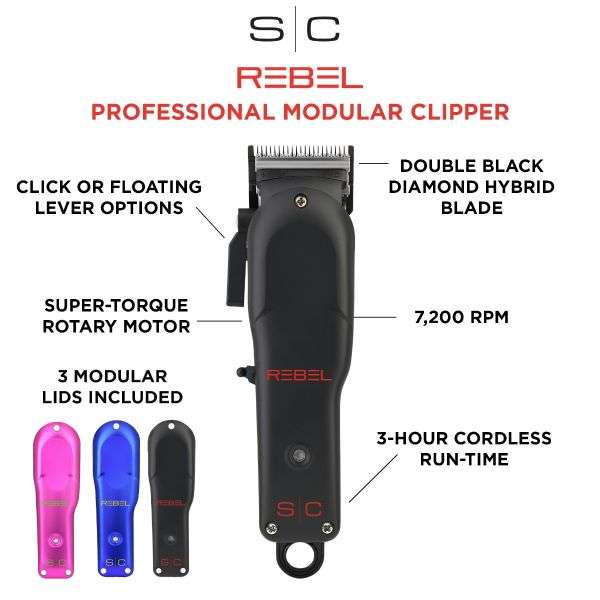 STYLECRAFT REBEL - PROFESSIONAL SUPER-TORQUE MODULAR CORDLESS HAIR CLIPPER